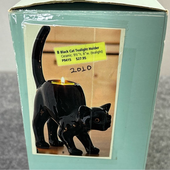 Partylite Black Cat Halloween Tealight Votive Candle Holder Arched Back P9415 - Picture 15 of 16